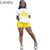 Yaz Kadın Şort Kıyafetler Mektup 2 Parça Set Eşofman Kolsuz Spor Ince Gömlek Pantolon Spor Kadın Giyim Takım Elbise 2021