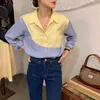 Mode Frühling Elegante Vintage Süße Tops Patchwork Hohe Qualität Lose Frische Streetwear Casual Weibliche Shirts 210525