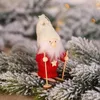 Рождественские елки орнамент кулон мини-кукла рождественские украшения статуэтка деревянные лыжи игрушка санта снеговика кукла Xmas украшение отеля XVT1160
