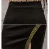 Skirts Fashion Women Mini Skirt Striped Edge Split High Waist Stretch Sexy Korean Slim Ladies Plus Size Office OL