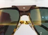 Quadratische Pilotensonnenbrille für Herren 0241s Metall Gold Havanna Grüne Linse Gafa de Sol Brillenschirme UV400 Neu mit Box280G