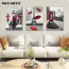 Черно-белая башня красный зонтик Холст живопись Париж улица стены искусства плакат печатает декоративное изображение для живого дома x0726