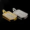 Dog Tag Pendant Necklace Gold Silver Full Diamond Iced Out Mens Hip Hop Jewelry Necklaces