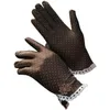 Five Fingers Gloves Women UV Protection Short Floral Lace Polka Dot Sunscreen Driving Mittens