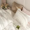 Sängkläder Ställer in Chic Pitch Plisserad Duvet Skal med Tether Decoration 100% Bomull Set 4PCS Soft 1.5 / 1.6 / 1.8 / 2.0m Bedskirt Pillowcases
