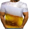 T-shirts pour hommes T-shirts pour hommes 3D Beer Print Shirt Is Time Letter Femmes Hommes Funny Nouveauté T-shirts à manches courtes Tops Unisex Outfit