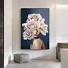 Modern Fashion Art Flower Girl Woman Prints Canvas Painting Wall Art For Living Room Home Decoration Entrance Pictures Sexy Nude