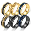 Mode roestvrij staal roteerbare mannen paar ring hoge kwaliteit spinner ketting roteerbare ringen punk vrouwen man sieraden voor partij gift G1125