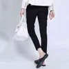 Stile di vendita Elegante Donna Tinta unita Nero Bianco Bottoni Slim Penci Pantaloni All-match Caviglia Capris 211124