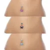 Butterfly Botão Button Anéis CZ Gema Piercing Bar Barra Cirúrgica Ombligo Partido Barbell Para Mulher Sexy Body Jóias