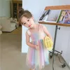 Robes d'été pour filles Mesh Party Sling Fluffy Fairy Sweet Princess Dress Toddler for 2-6Y 210611