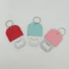 Beer Bottle Opener Stainless Steel Key Buckle Openers PU Leather Case Solid Color Regular dd273