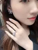 S925 silver luxurious quality Large size hollow flower with diamond for women wedding jewelry gift in platinum color free shipping WEB 153