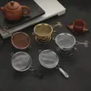 Rvs Chinese Vintage Gongfu Thee Infuser Spice Steiler Herbruikbare Dual Fine Mesh Theepot Losse Thee Blad Filter Keramische Handvat Keukenaccessoires HY0195