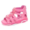 Mädchen Sandalen Blumen Kinder Roman Sandalen Kinder Gladiator Schuhe weiche Leder mit Punkten Reißverschluss Perlen Perlen Kleinkind 112 Jahre 220527