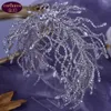 3D Flower Diamond Hoop Wedding Tiara Queen Baroque Crystal Copricapo da sposa Corona di strass con gioielli da sposa Accessori per capelli Copricapo da sposa