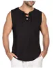 Helisopus Mens Summe Tank Tops Cotton Citton Linen Disualess Soulding Lace Up O Tops Streetwear 210308