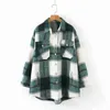 Toppies Vintage Blue Plaid Cappotto lungo Tasca della giacca Casual Cappotto caldo Moda Outwear Autunno Donna Top 210928