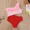 Winter Children Sets Enkele Schouder Floral Pink Solid Tops Red Shorts Girl Boys Clothes 1-6t 210629