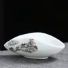 Zen keramiska bladsked vit keramisk sked vacker traditionell underglaze blå set scoop