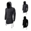 Assassin Creed Sweatercoat Dark Tie Hooded Loose Coat Zipper Hoodie med sidospiskning korsade svarta mörkgrå hoodies män LJ201027