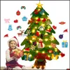 クリスマスの飾りお祝いパーティー用品家庭用庭の装飾ツリーフェルトとLEDライトファミリー年サンタクロース子供ギフトJ0903