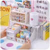 WG 3 stks / set ins Kawaii Deskpot Organizer Makeup Opbergdoos 3 Plank Container Ladekast Rack Stuur Sticker Home Decor 210315