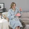 Women's Sleepwear Women's Flannel Cute Animal Nightgown Female Winter Bathrobe Thickening Woman Coral Fleece Long Home Service Robes