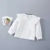 Spring Kids Girls 2-PCs Sets Patchwork Kant Long Puff Shirts + Denim Rok Kinderen Mode Kleding E1911 210610