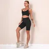 Yoga Outfit Gym Fitness Clothing Wear Suits 2Pcs Women Set Sportswear Seamless Athletic High Waist Tight Leggings Stretchy CropTop Pan