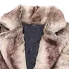 Lång faux pälsbeläggsmän vinterjacka mens punk parka jackor i full längd läder överrockar man manteau plus size8253285