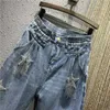 [DEAT] Pantaloni a matita moda primavera allentati pentagramma nappa perline vita alta casual donna jeans 13C668 210809