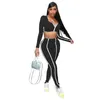 Damskie spodnie Damskie Spodnie Hurtownie Pasiasty Dres Women Fitness Casual Dopasowanie Zestawy Spadek Ubrania Odzież Sportowa Crop Top I Legginsy S