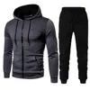 Herren-Trainingsanzüge, Herren-Herbst-Winter-Polka-Dot-Print-Reißverschluss-Hoodies-Jogger-Set, Herren-2-teiliges Sportbekleidungs-Langarm-Hosenanzug