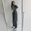 Pantalones de mujer capris de gran tamaño mujeres pantalones de chándal gris moda jogging algodón de algodón coreano 2022 ropa femenina de otoño tamaño