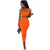 Femmes Two Piece Robe Hipe Jupes de Camisole Sexy Camisole Knit Vest Taille Jupe serrée Couleur Slim Slim Quatre couleurs