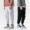 Hip Hop Harem Joggers Cargo Pants for Men with Multi-Pockets Ribbons Man Sweatpants Streetwear Casual Mens S-5XL