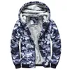 冬の迷彩パーカースウェットウールのライナーフリース厚さのメンズコートサーマルフード付きウインドブレーカー暖かいジャケット4xl 5xl Y0809
