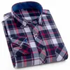 Mannen Plaid 100% Katoen Spring Herfst Casual Shirts Lange Mouw Chemise Homme Male Controle 210721