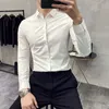 Chemises pour hommes de style britannique Couleurs solides Chemise décontractée à manches longues Slin Fit Business Chemises formelles Streetwear Social Blouse 210527