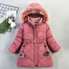 Fashion Girls Coats Kids Hooded Jacket Winter Warm Thick Long Jackets 4 5 6 7 Years Children Clothes Outerwear 211204