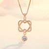 Crystal Womens Necklaces Pendant Jewelry heart-shaped ladies weave diamond inlaid Love gold silver plated