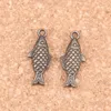125 pièces Antique argent plaqué Bronze plaqué double face poisson pendentif à breloques collier à faire soi-même Bracelet résultats de Bracelet 20*8mm