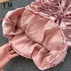 Yuoomuoo ins أزياء مثير مصغرة ضمادة اللباس المرأة الصيف سليم ruched نادي اللباس غمد قبالة الكتف الوردي اللباس الأبيض 210304