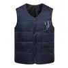 80% Pato Branco Down Colete Homens Outono Inverno Quente Mangas De Negro V-Pescoço Botão Down BodyWarmer Waistcoat Grosso Slim Casual Colete Masculino Casual 201225