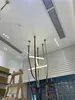 Postmodern Sanat Deri Lamba Uzun Glas Oturma Odası Dubleks Villa Merdiven Oyma Asılı Yaratıcılık Yemek Odası LED Avize