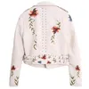 Laufende Jacken Frauen Biker Lederjacke Floral Print Stickerei Faux Mantel Abdeckkragen PU Motorrad Punk Oberbekleidung