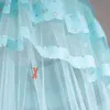 ユニバーサル子供エレガントなチュールネットキャノピー円形ピンクラウンドドーム寝具蚊帳の双子クイーンキング