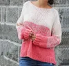 Colore sfumato da donna Colore maglioni Pullover Allentato lavorato a maglia Autunno Inverno Abbigliamento Maglioni casual Y1110