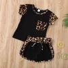 Baby Summer Clothing Leopard Tops Shirt Patchwork Bowknot Short Pants 2PCS Set Infant Tie Dye Outfits 6 Designs BT6453